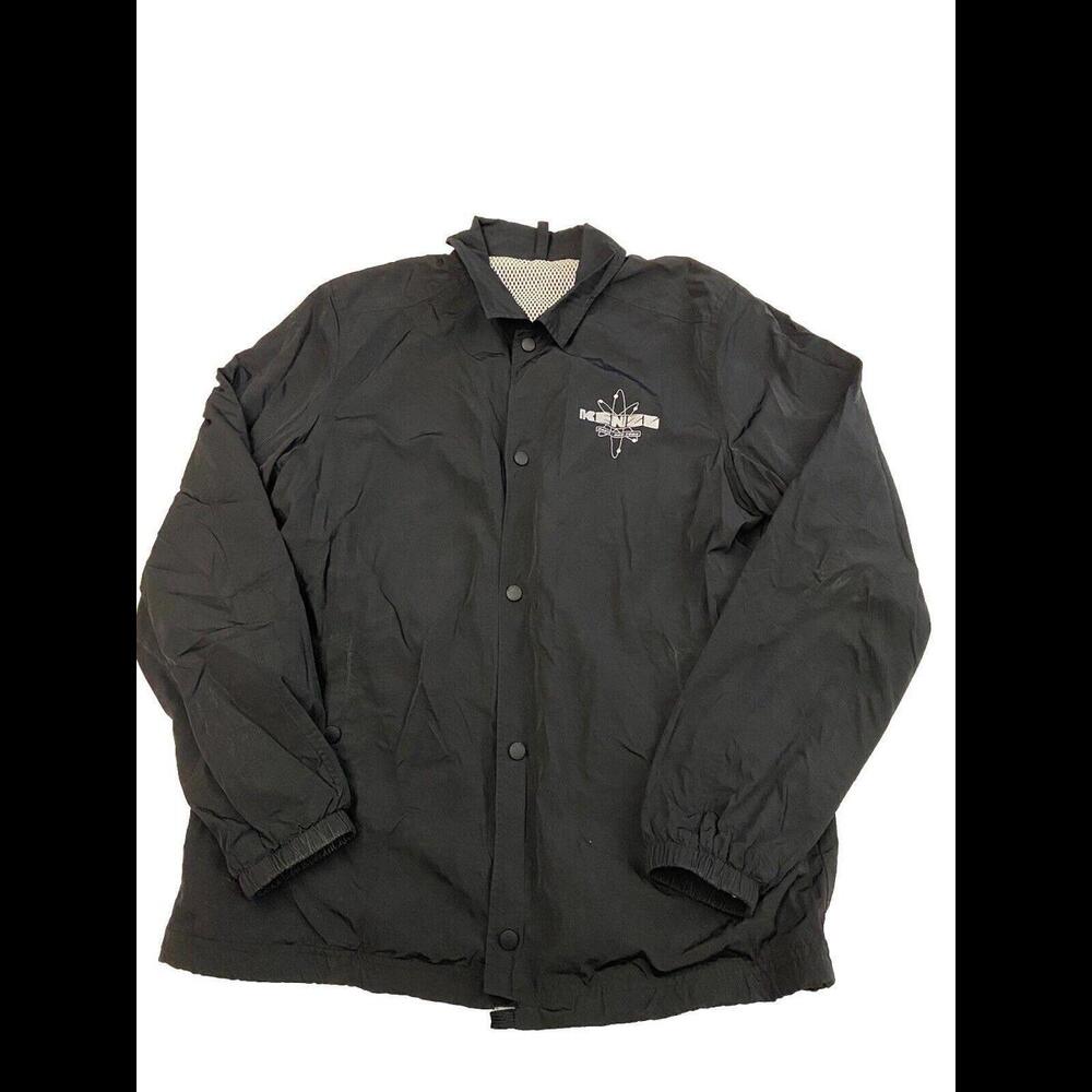 Mens KENZO PARIS Black Lined Snap Button Coaches Jacket Sz M